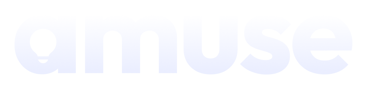 The word 'amuse' in lowercase letters with the letter 'a' designed to resemble a light bulb.